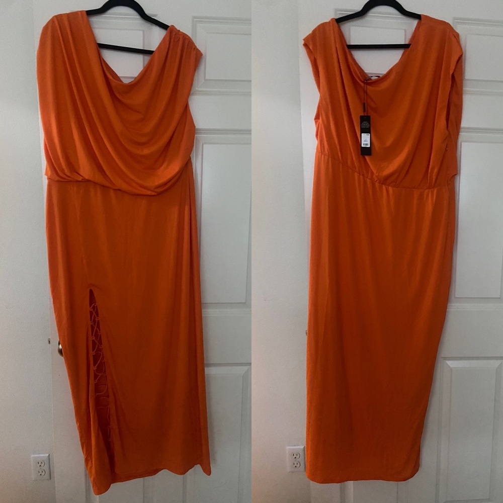 Fashion Nova Orange Off Shoulder Maxi Dress 2X